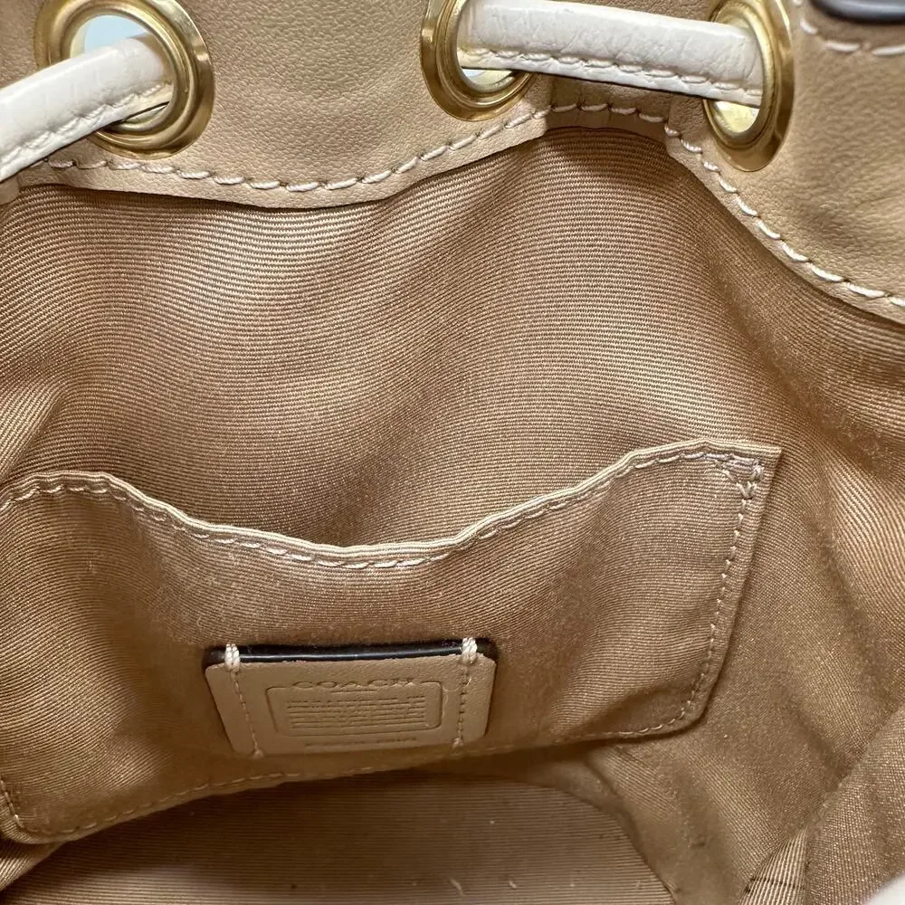 Coach Dempsey Mini Bucket Bag Crossbody Purse Signature Canvas Light Khaki Chalk - Picture 6 of 16